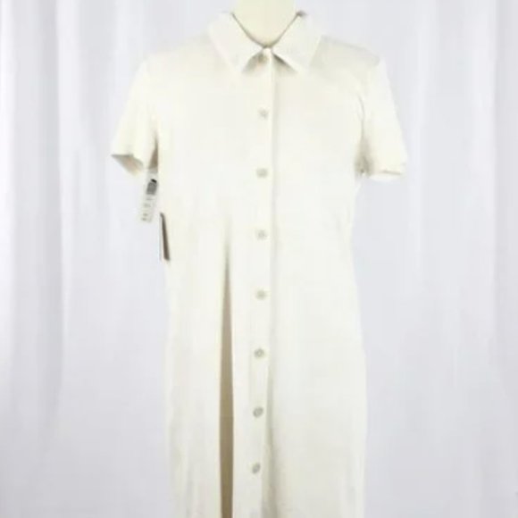 NWT Aritzia WILFRED FREE Pool Birch Cotton Terry Button Up Mini Dress, Size M - Picture 6 of 6